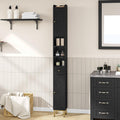 Hzuaneri Bathroom Cabinet with Adjustable Shelves, Freestanding Floor Cabinet, Tall Black Bathroom Storage Cabinet, Narrow Toile