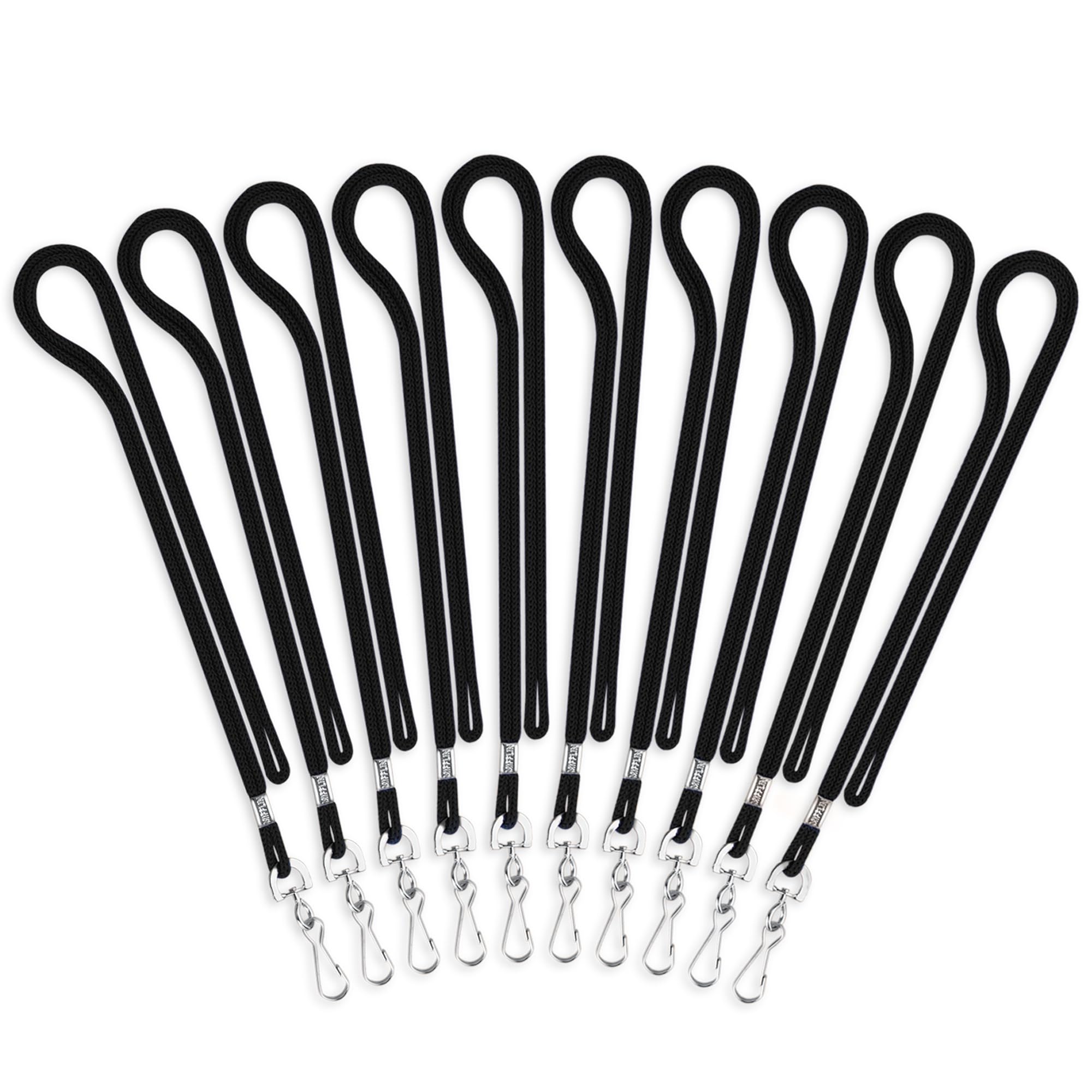 Mifflin-Usa Bulk Lanyard (Black, 36 Inch, 250 Pack), Id Badge Lanyards, Round Woven Lanyards With J-Hook