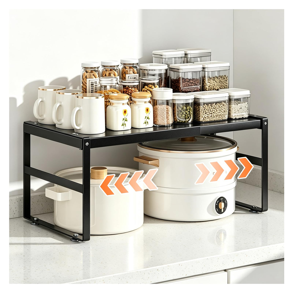 Bxmeet Expandable Kitchen Organizer Shelf, Cabinet Countertop Shelves