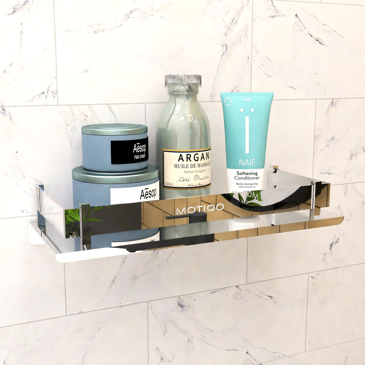 MOTIQO Stainless Steel Bathroom Shelf for Wall, Shelves for Kitchen, Bathroom Organiser,Silver Chrome (12x5 Inches Set1)