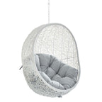 Modway Hide Wicker Rattan Sunbrella® Fabric Outdoor Patio Swing Chair With Hanging Steel Chain In White Gray