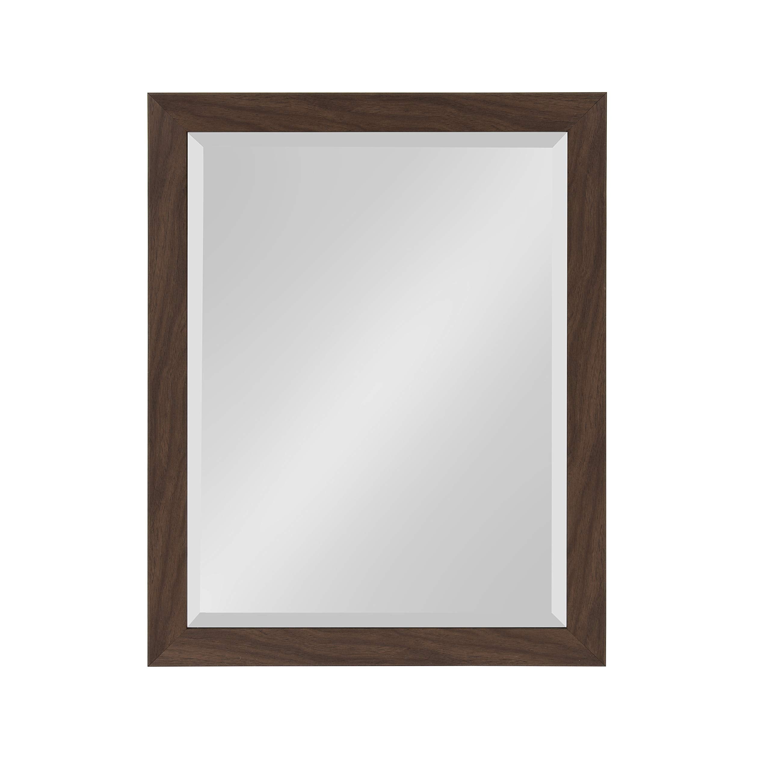 DesignOvation Beatrice Framed Decorative Rectangle Wall Mirror, 21x27, Walnut Brown