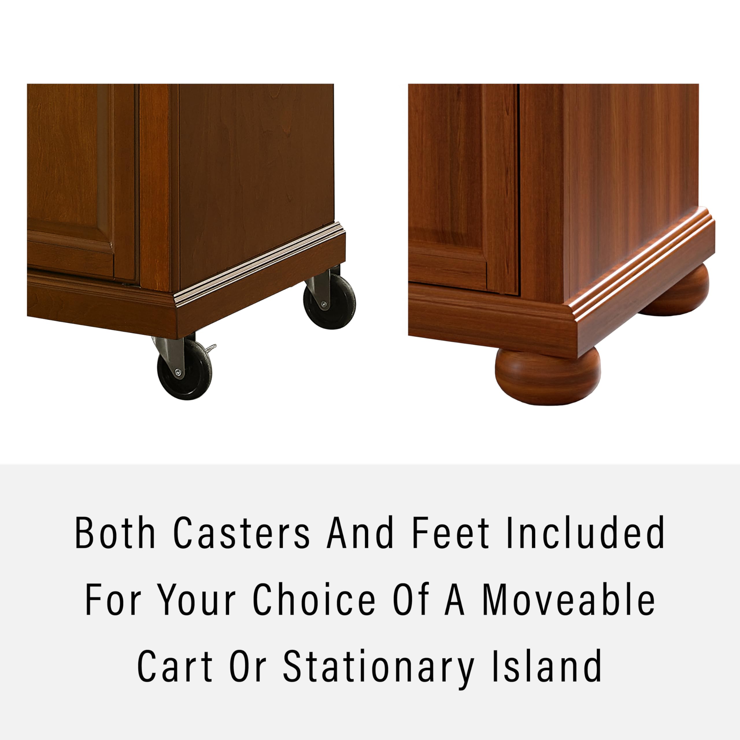 Crosley Furniture Alexandria Wood Top Rolling Kitchen Island Storage Cart, Microwave Stand, Spice Rack, Cherry