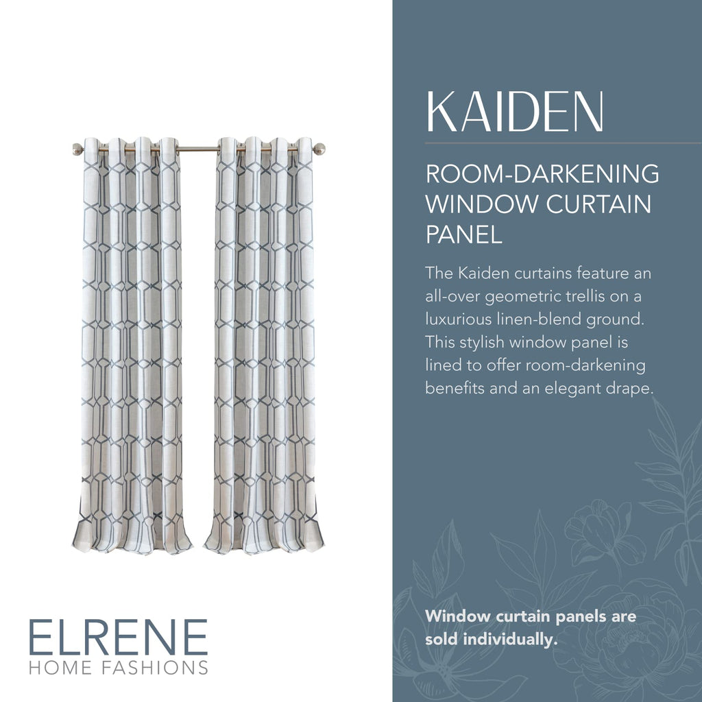 Elrene Home Fashions Kaiden Geometric Room-Darkening Window Curtain, Single Panel, 52'' W X 84'' L (1 Panel), Slate Blue