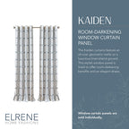 Elrene Home Fashions Kaiden Geometric Room-Darkening Window Curtain, Single Panel, 52'' W X 84'' L (1 Panel), Slate Blue