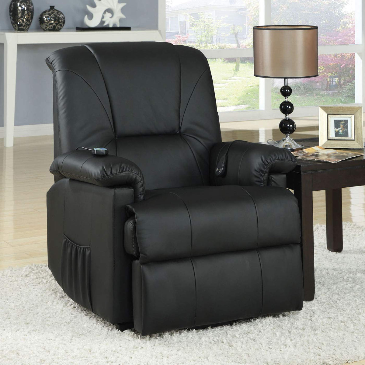 HomeRoots Furniture Recliner with Power Lift & Massage Multicolor