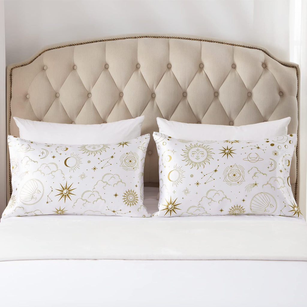 Exq Home Silky Satin Pillowcase For Hair And Skin,Printed Pillow Cases Standard Size Set Of 2 Pink Satin Pillow Case 2 Pack With