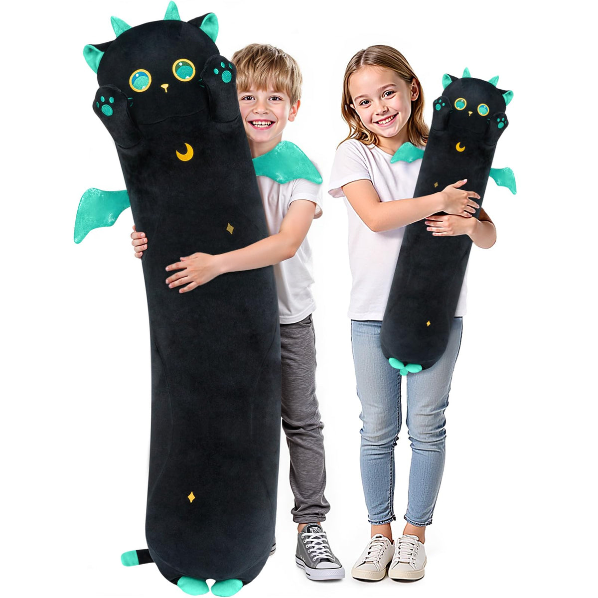Mewaii Long Cat Plush, 5 Sizes, 120% Extra Filling Giant Plushness Kids Body Pillow, Kawaii Cute Big Eyes Stuffed Animal Plushie
