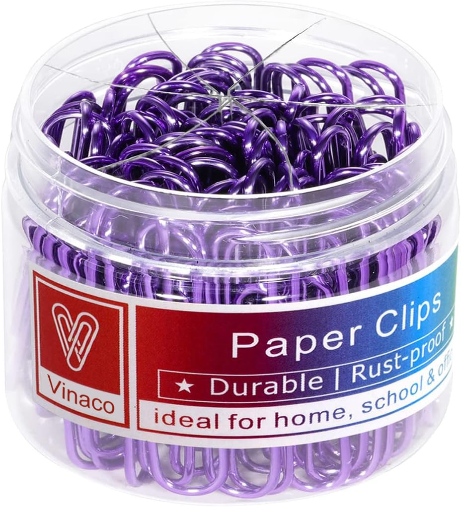 Vinaco Purple Paper Clips, 400Pcs Medium And Jumbo?1.3 Inch & 2 Inch? Paper Clips, Durable And Rustproof, Coated Large Paper Cli