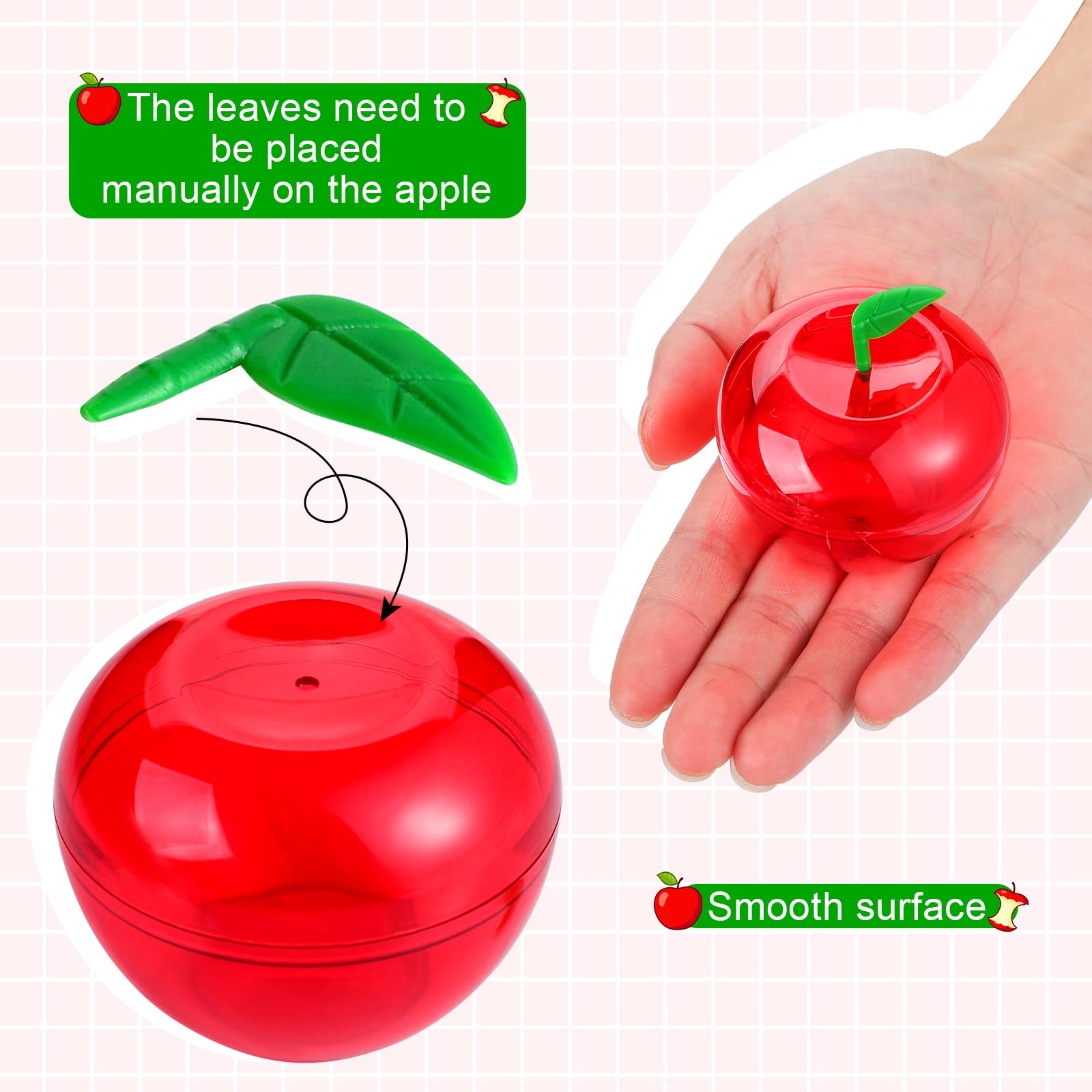 Lallisa 50 Pcs Plastic Apple Container Valentine Apple Container Teacher Gifts Bulk Back To School Candy Holder Snow Party Apple