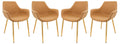 LeisureMod Markley Modern Leather Dining Armchair Kitchen Chairs with Gold Metal Legs Set of 4, Olive Green