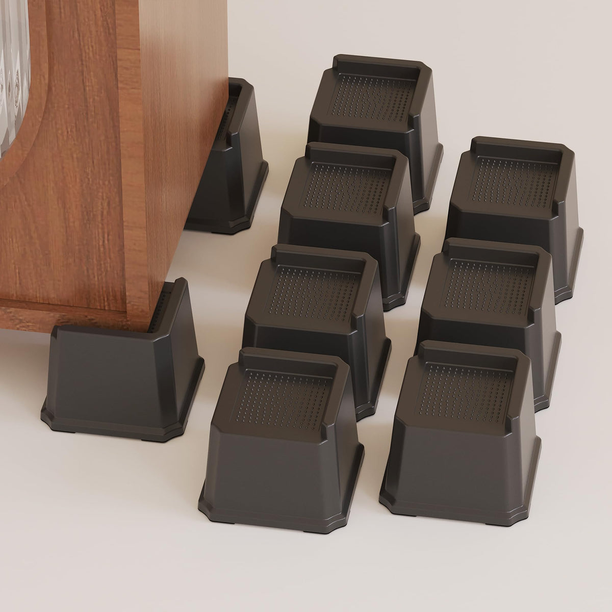 Ahasolid Bed Risers 3 Inch Heavy Duty, L Shape Furniture Risers For Bed Frame, Couch, Desk, Cabinet, Chair, Lifts Up To 1,500 Lb