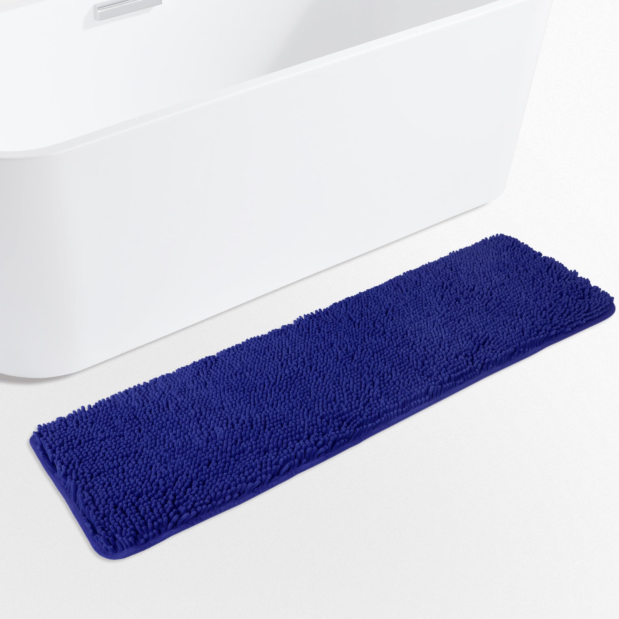 Yeaban Royal Blue 47 x 17 Bathroom Rug - Thick Chenille Bath Mats | Absorbent and Washable Bath Rug Non-Slip, Plush and Soft Rug