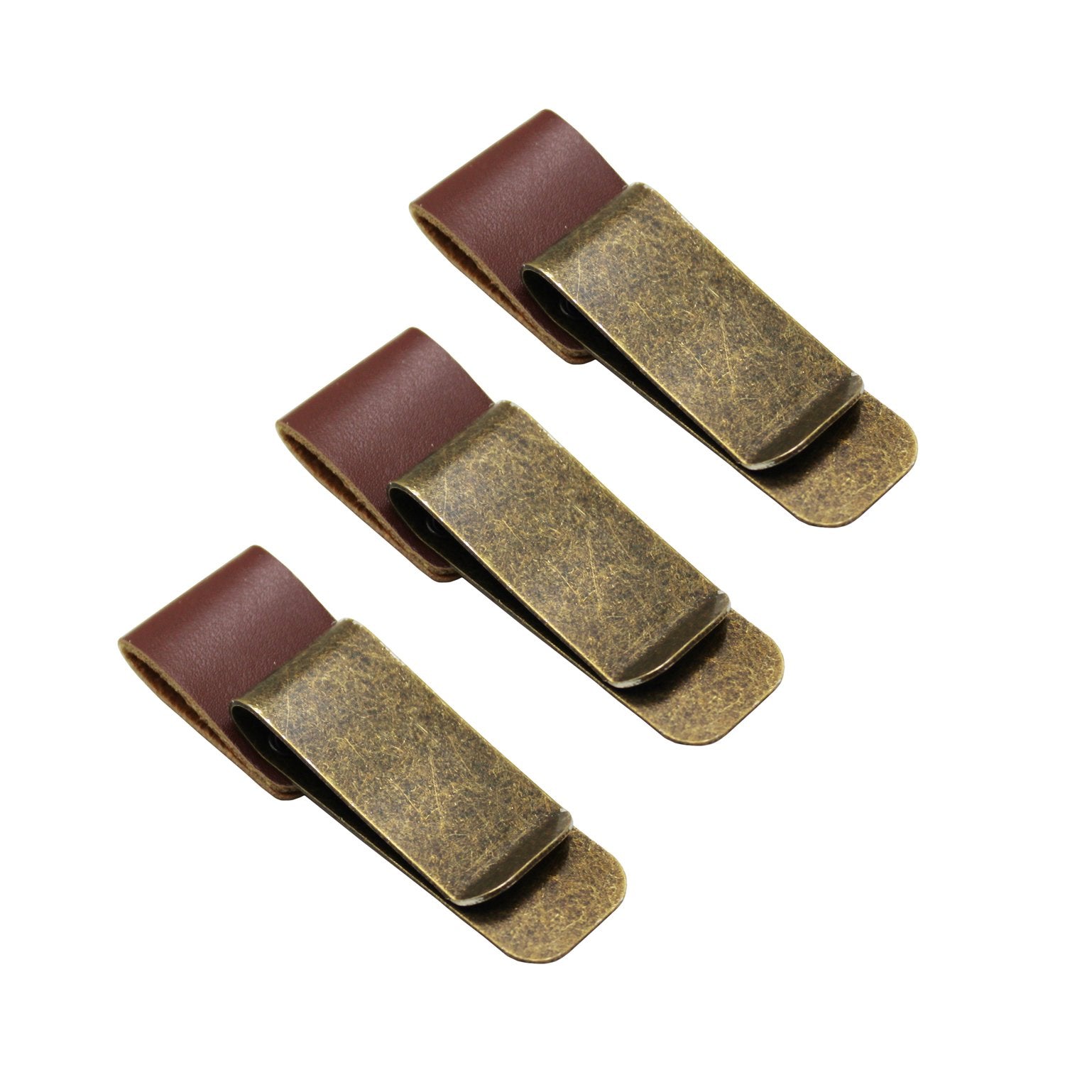 Ljy 3-Pack Retro Style Traveler Notebook Leather Pen Holder Pencil Loop Stainless Steel Clip (Brown)