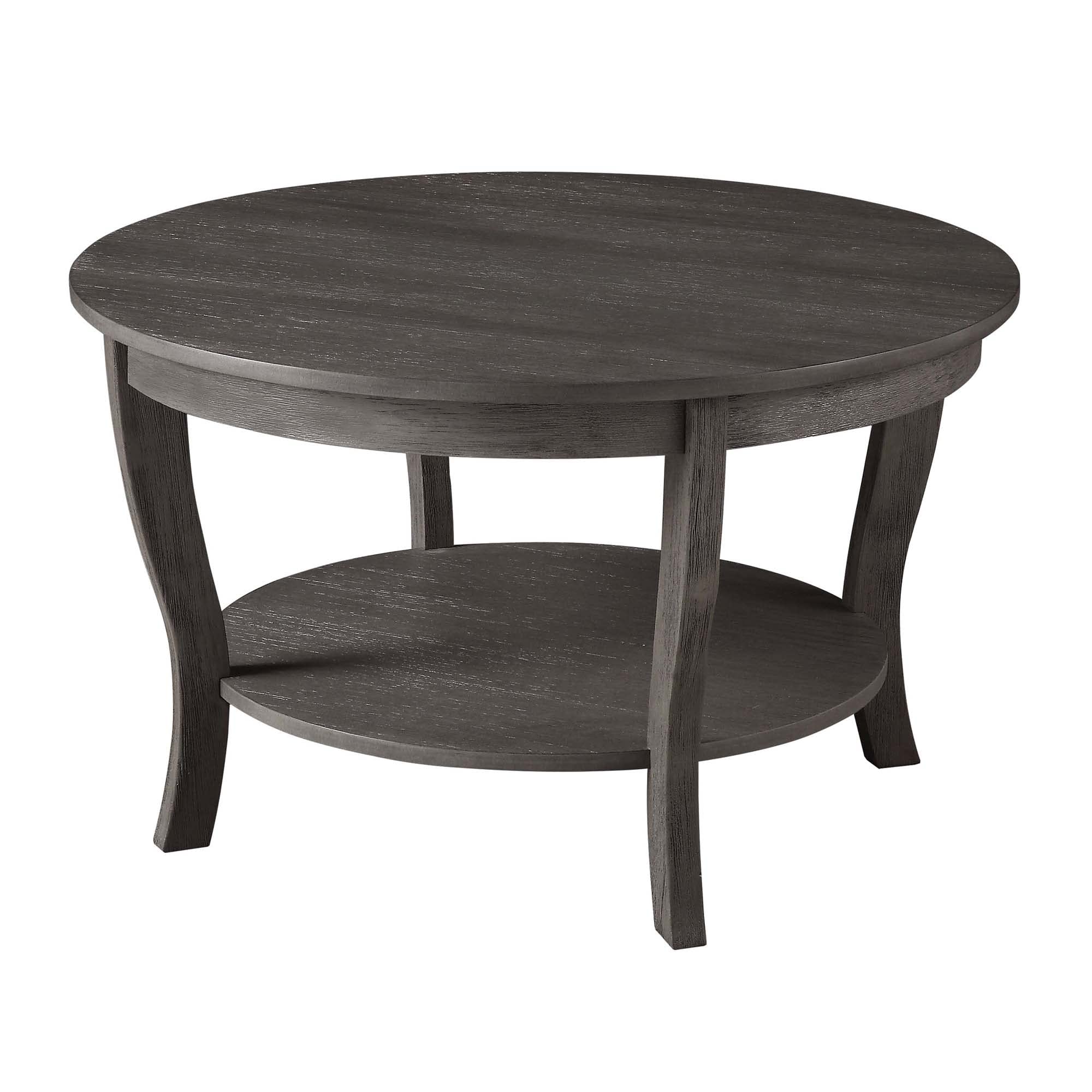 Convenience Concepts American Heritage Round Coffee Table 30 - Classic Living Room Table with Storage Shelf, Traditional Round F
