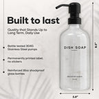 Clear Glass Hand And Dish Soap Dispenser Set By Brighter Barns - Kitchen Soap Dispenser Set & Pump - Farmhouse Soap Dispenser Fo