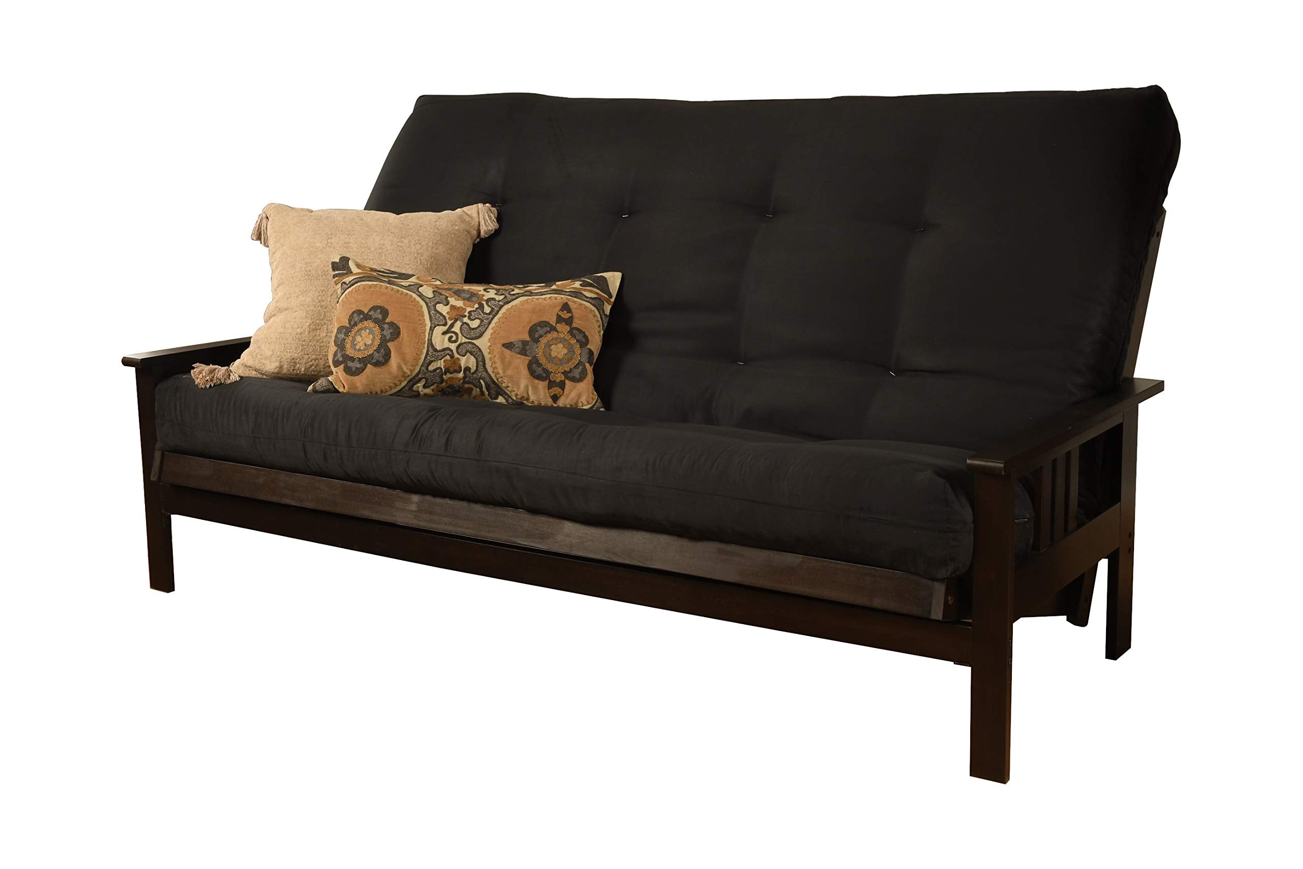 Kodiak Furniture Monterey Queen Futon Set In Espresso Finish, Suede Black