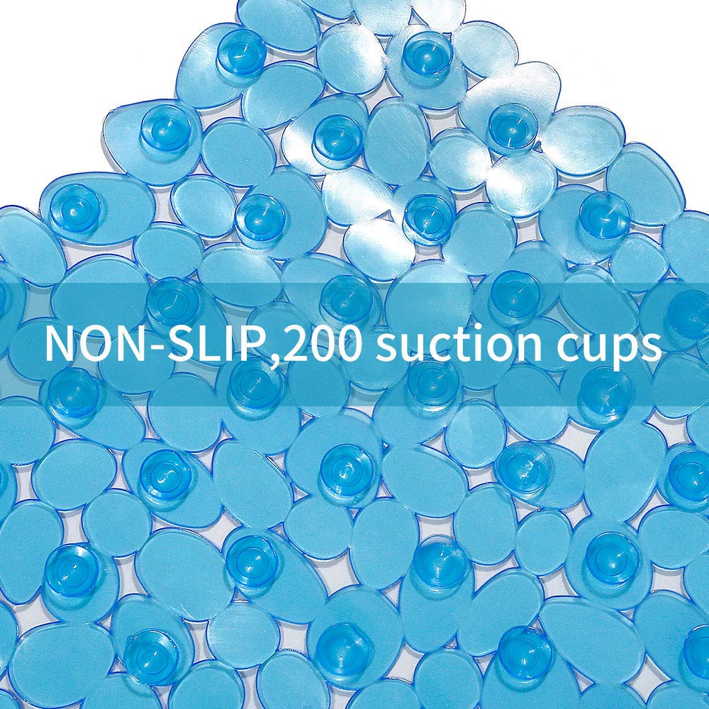 Songziming Pebble Bath Mat For Bathtub To Anti Slip Bathtub Mat In Shower With 16 Inches By 35 Inches (Clear Blue)