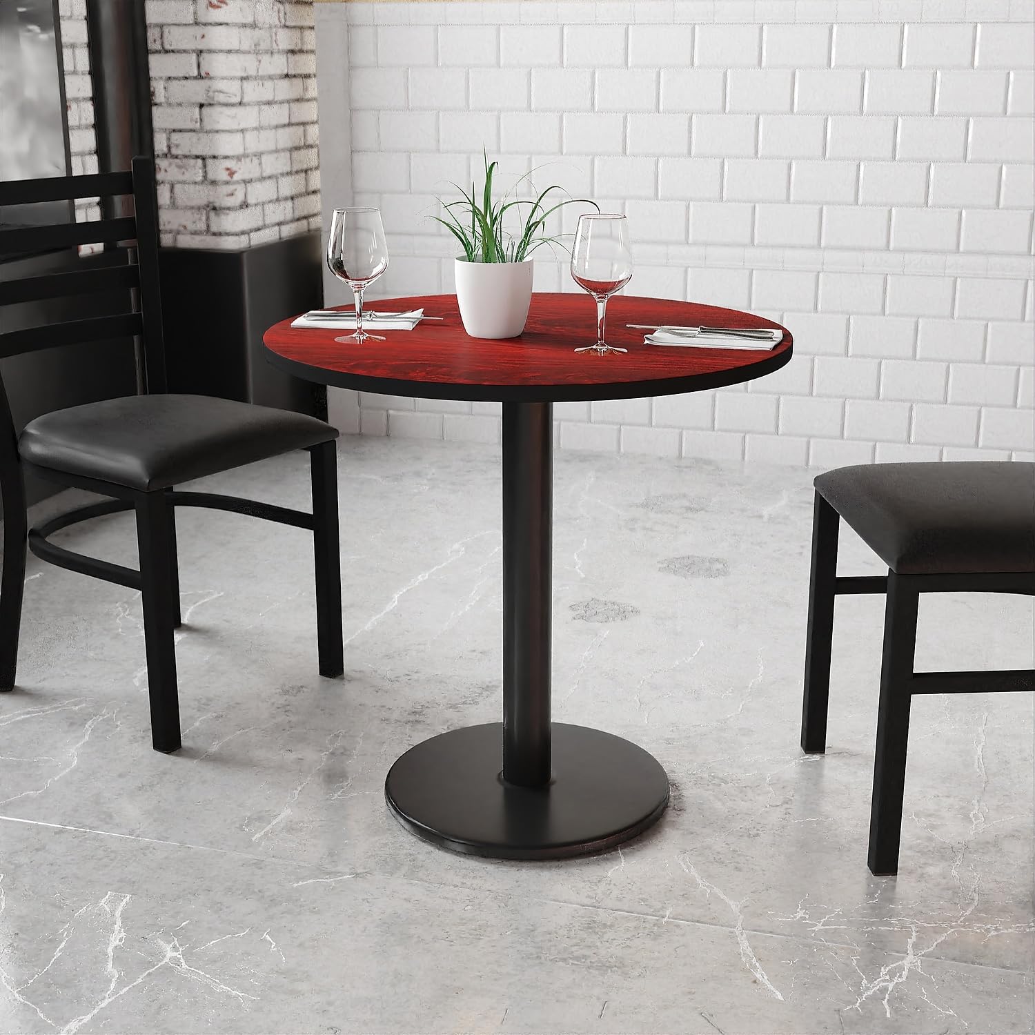 Flash Furniture 30'' Round Mahogany Laminate Table Top With 18'' Round Table Height Base