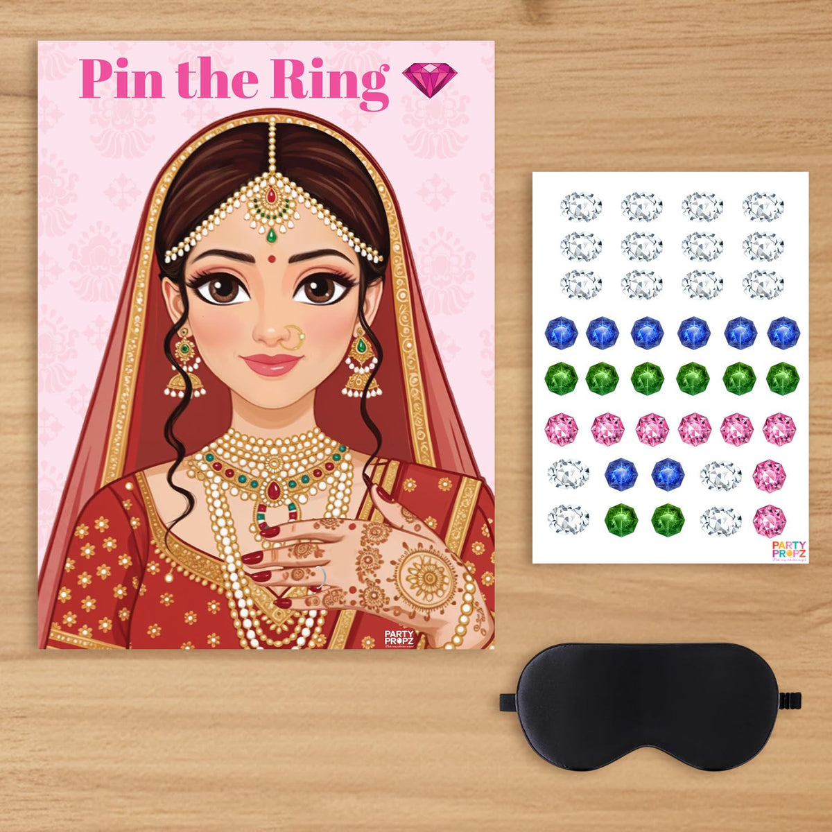 Party Propz Bachelorette Party Games Card  3 Pcs Pin The Ring Game Sheet for Bride to Be with Eye Patch, Bride to Be Props, Bri