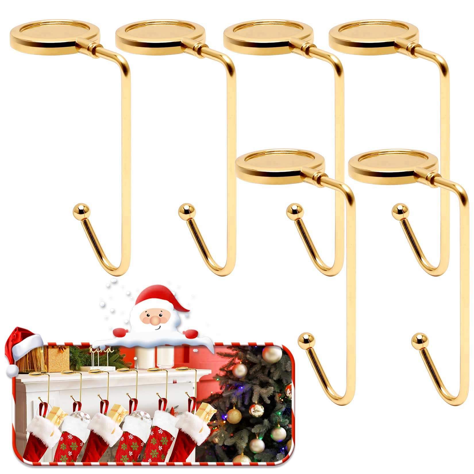 365park Christmas Stocking Holders for Mantle Set of 6,Upgrade Non-Slip Fireplace Stocking Holder,Lightweight Metal Stocking Han