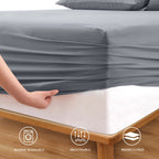 Horbaunal Extra Deep Pocket Queen Fitted Sheet Only - Fits Up To 24 Inch Mattress - Luxury 1800 Thread Count - Microfiber Silver