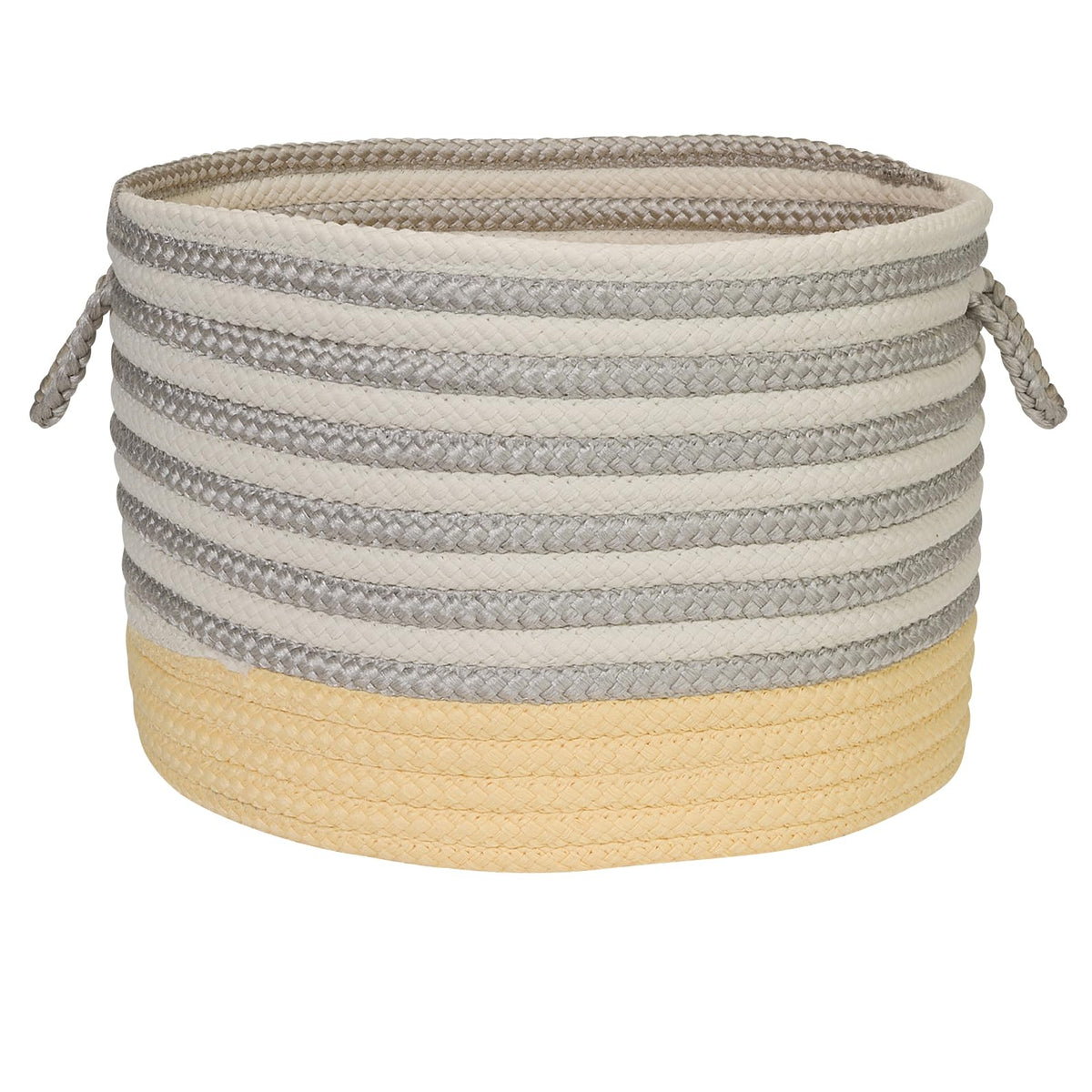 Chloe Stripe Baskets Braided Basket, 18&quot;X18&quot;X12&quot;, Pale Banana