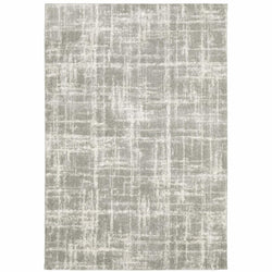 HomeRoots 510860 10 x 13 ft. Gray & Ivory Abstract Shag Power Loom Stain Resistant Rectangle Area Rug