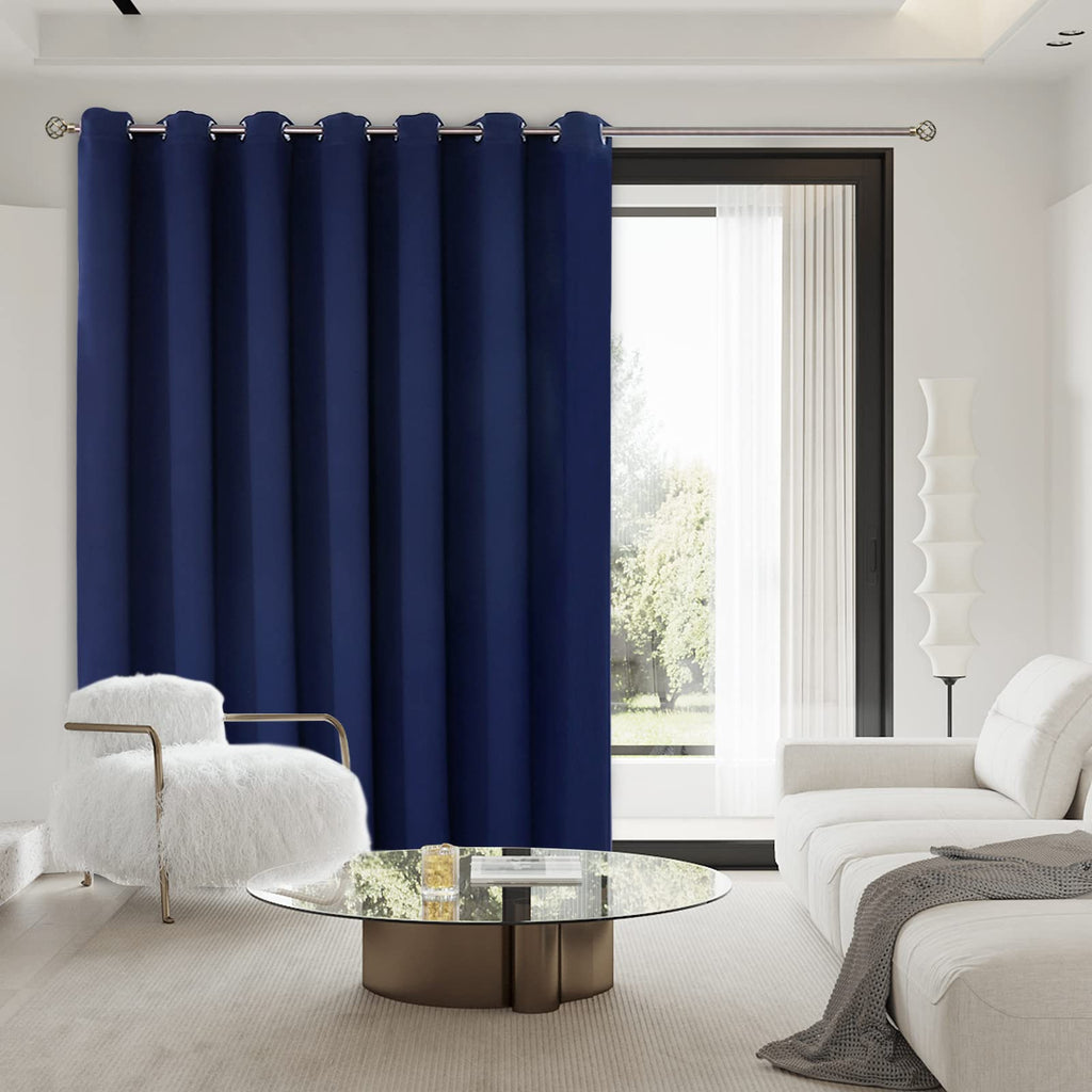 Bgment Fashion Sliding Door Curtain 100 X 120 Inches, Wide Thermal Blackout Curtains Room Darkening Room Divider Window Curtain, 1 Panel, Navy Blue, 120 Length X Wide 100