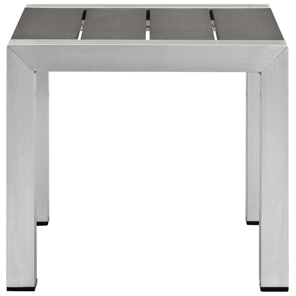 Modway Shore Aluminum Outdoor Patio Side Table In Silver Gray