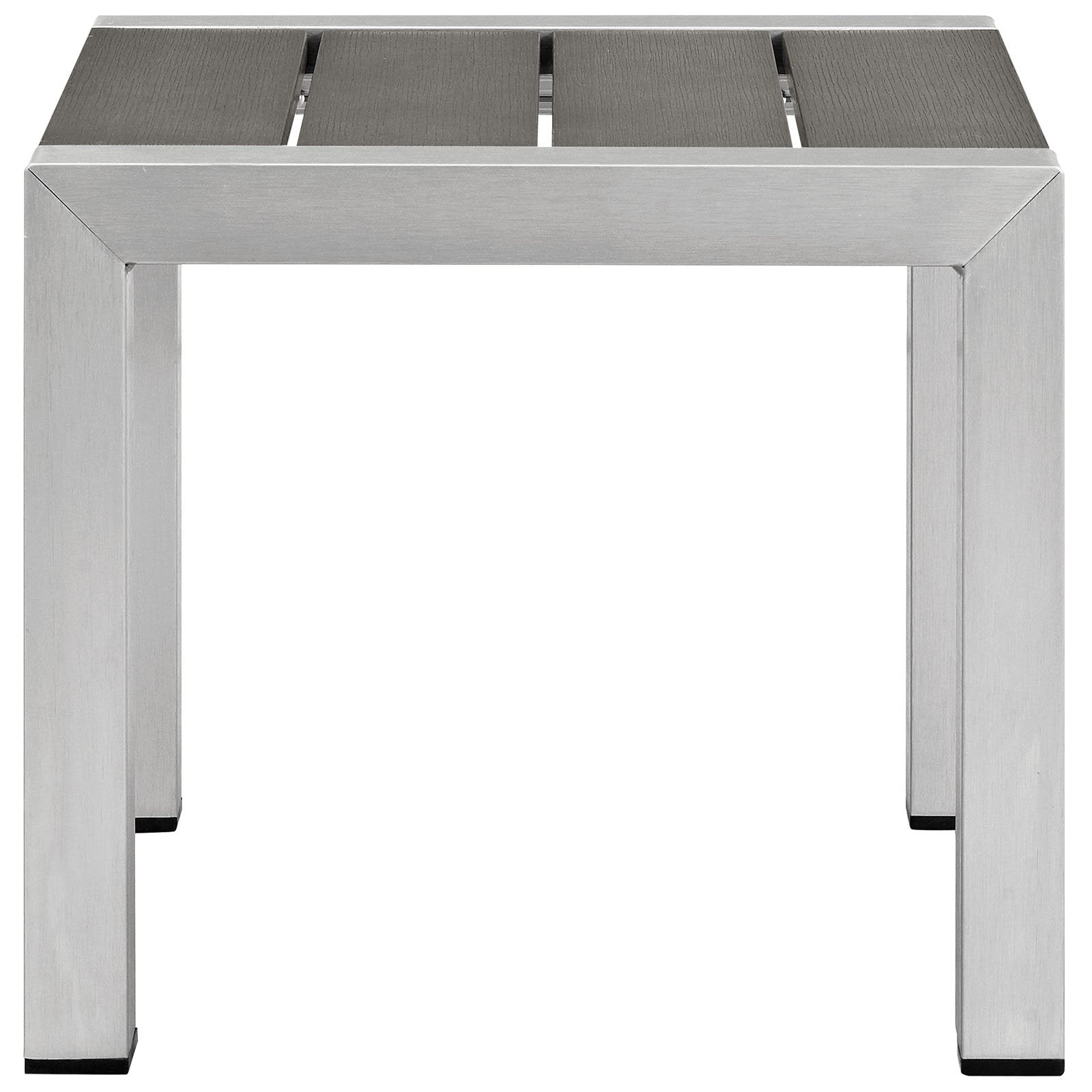 Modway Shore Aluminum Outdoor Patio Side Table In Silver Gray