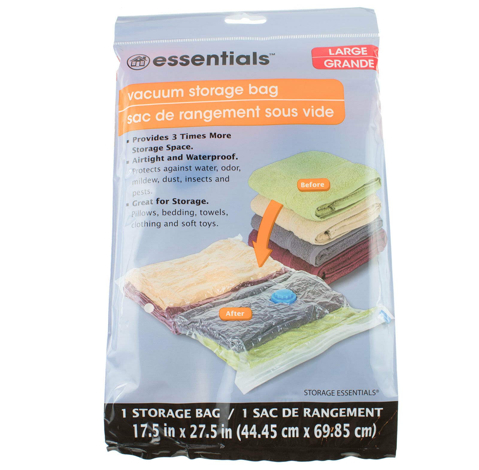 3 New Essentials Large Vacuum Storage Bag Space Saver 17.5 In X 27.5 In