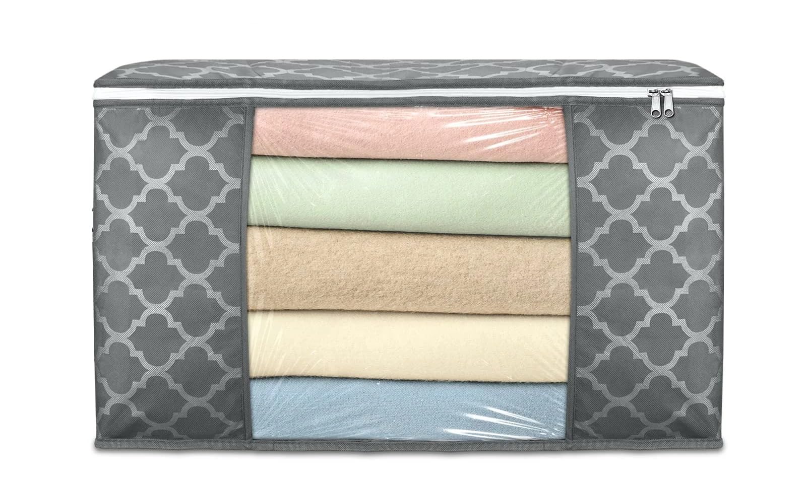 Acnos Clothes Storage Organizer Grey Design White Chain 1 Piece Non Woven Large Size Cloth Cover Set Pack Of 1