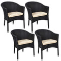 Try & Do 4 Pcs Patio Rattan Dining Chairs,Outdoor Rattan Dining Chairs With Sponge Cushion,Pe Wicker Chairs Suitable For Lawn,Ya