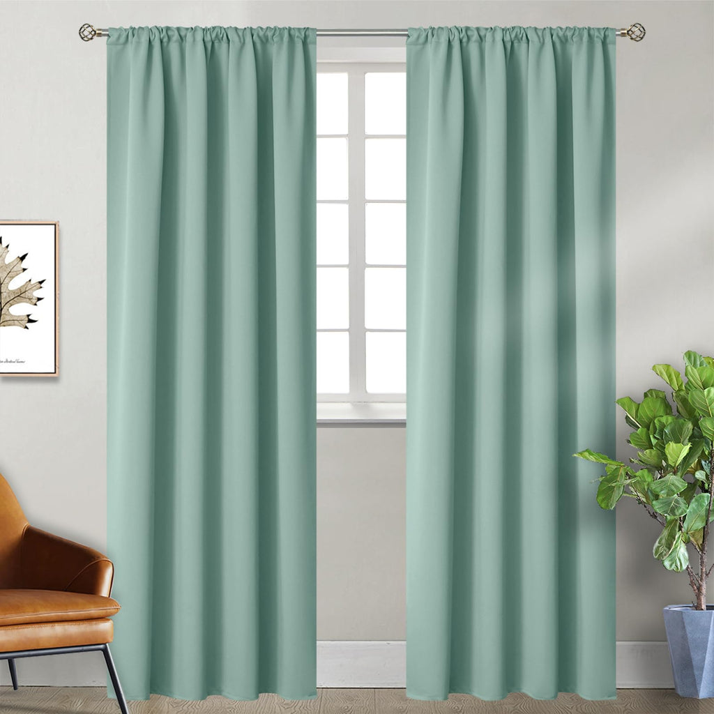 Bgment Rod Pocket Blackout Curtains For Bedroom - Thermal Insulated Room Darkening Curtain For Living Room, Light Sage, 42 X 84 Inch, 2 Panels
