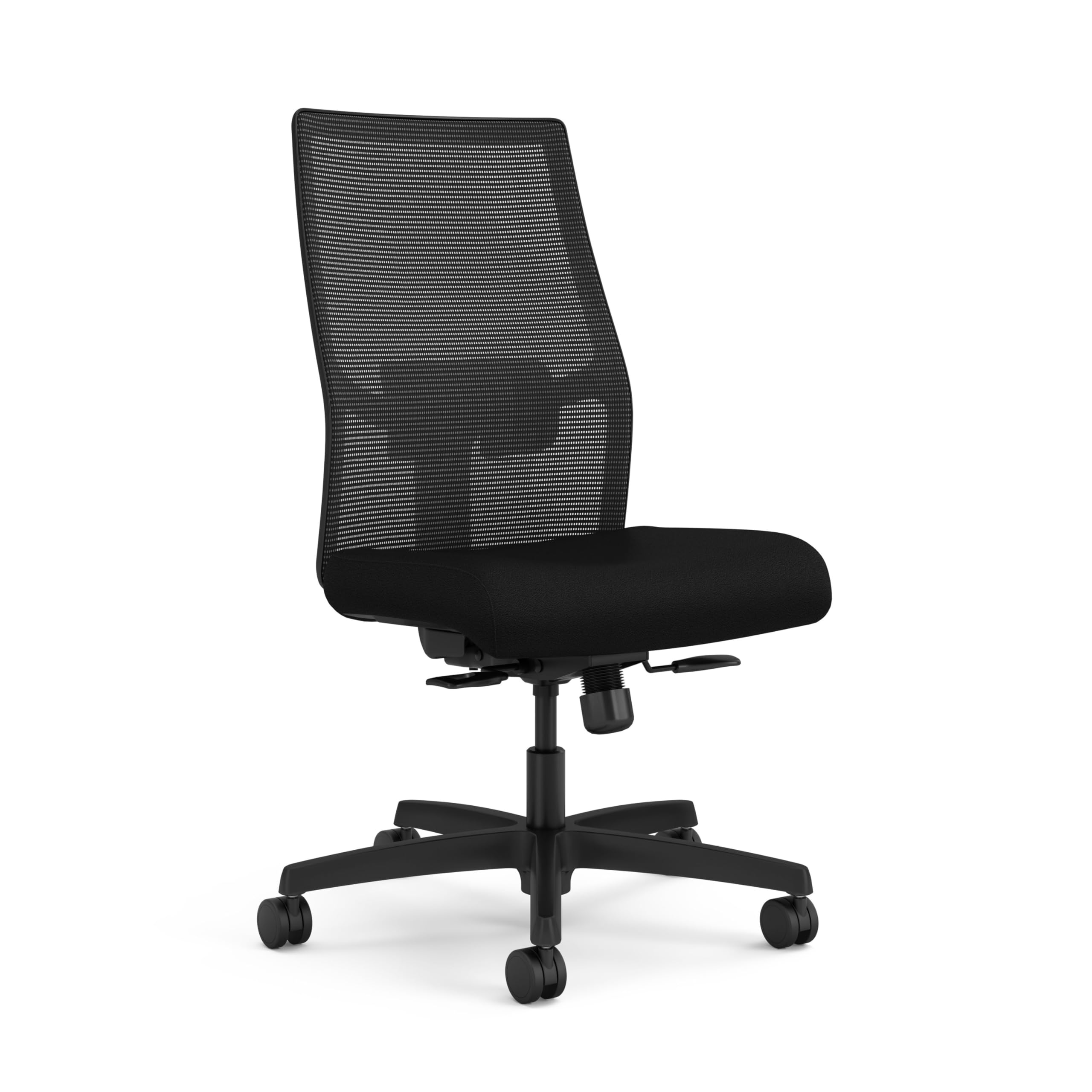 HON Ignition 2.0 Armless Office Chair, Ergonomic Adjustable Tilt, Swivel Wheels, Comfy for Long Hours, Home Office Desk Chairs, 