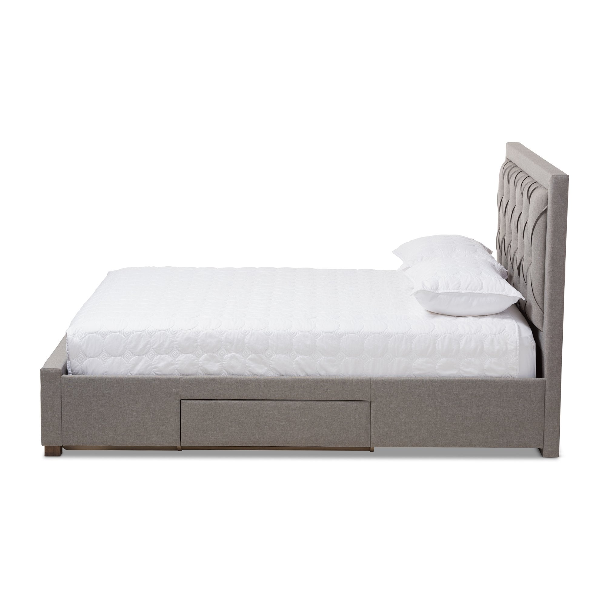 Baxton Studio Aurelie Modern And Contemporary Light Grey Fabric Upholstered Queen Size Storage Bed Grey/Queen//Contemporary/Fabric Polyester 100%&quot;/Rubber Wood/Mdf/Foam