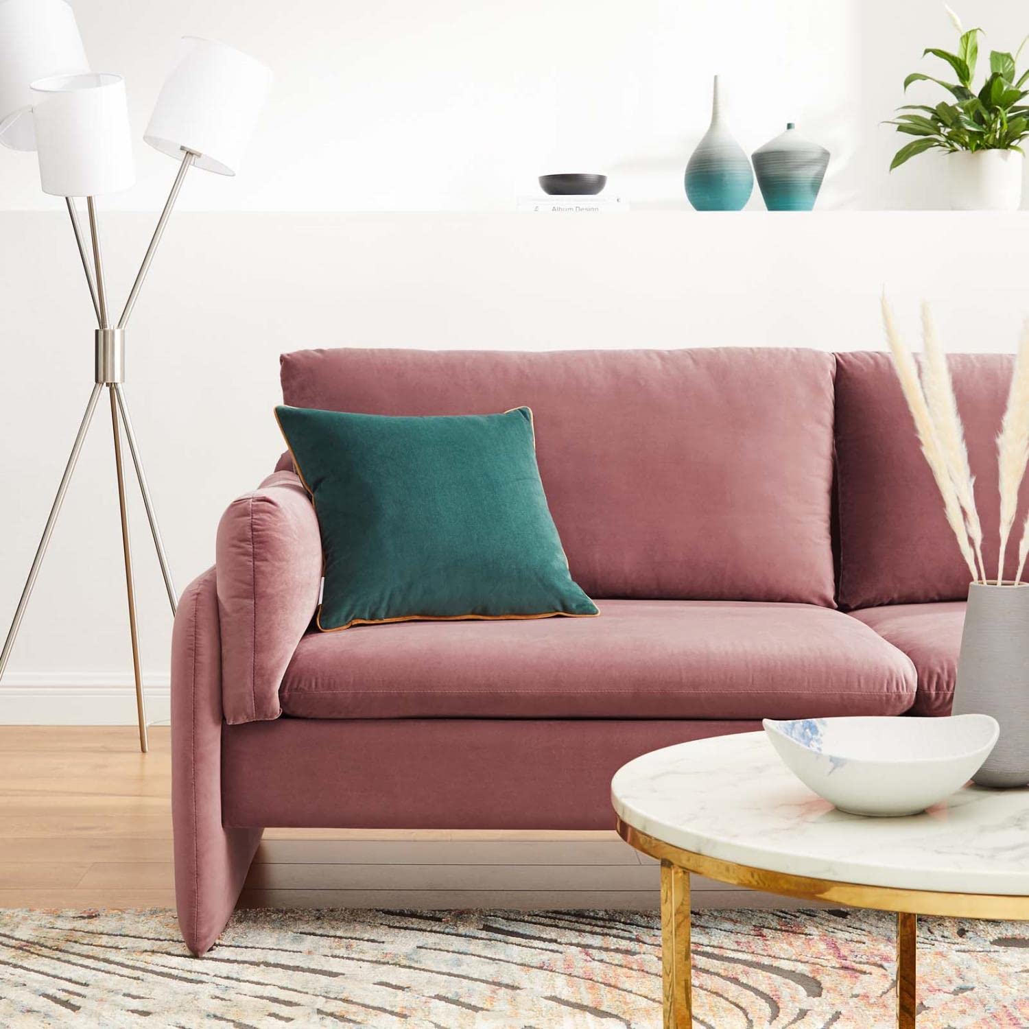 Modway Indicate Performance Velvet, Sofa, Dusty Rose