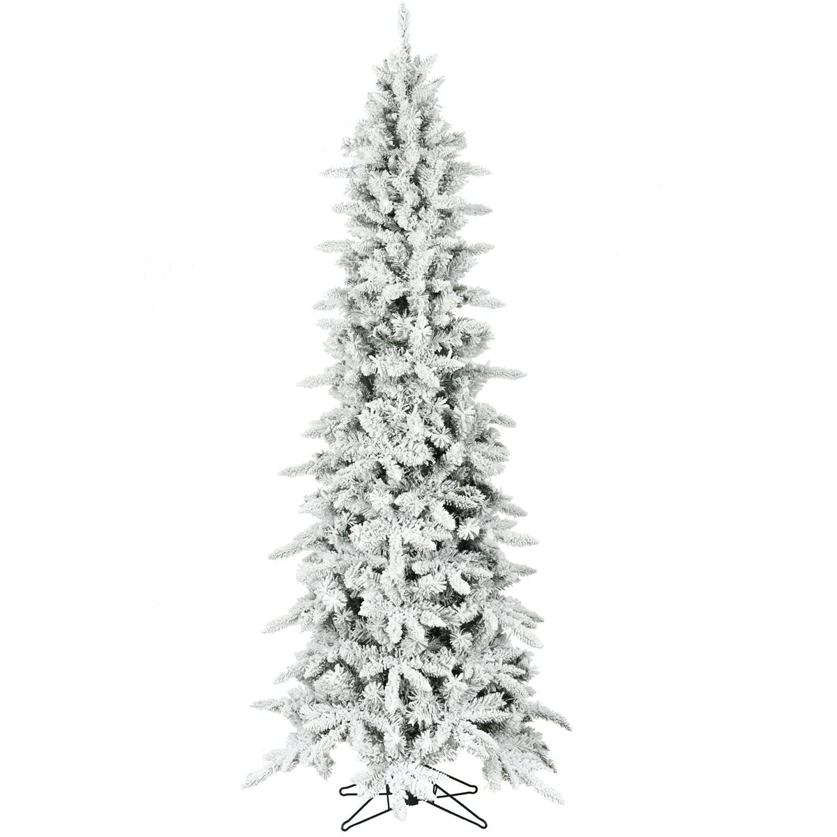 Christmas Time Snowy Christmas Tree, 6.5 Ft, Flocked White Pine Slim Tree Has No Attached Lights, Festive Indoor Christmas Decoration For Home