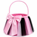 Halloween Light Up Trick or Treat Basket, LED Candy Bucket with Bowknot Tulle Skirt, Glowing Halloween Bucket for Girls, Collaps