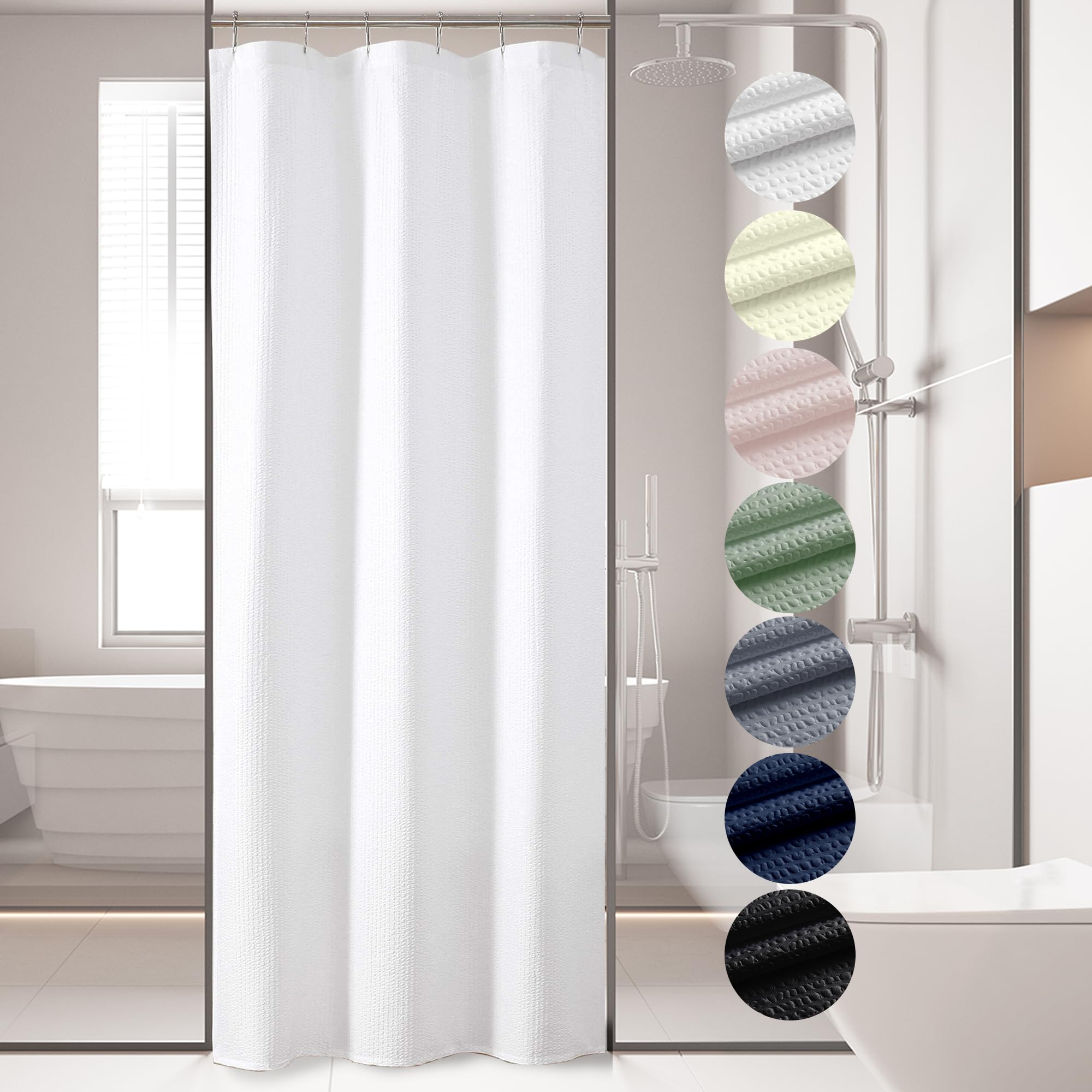 Ovzme Berry Stall Fabric Shower Curtain 36 X 72 Inch - Soft & Waffle Small White Shower Curtain For Bathroom With Texture For Na