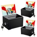 Uniclife 3 Pack Black Acrylic Donation Box For Fundraising Suggestion Box With Slot And Lock Plastic Ballot Box With Sign Holder