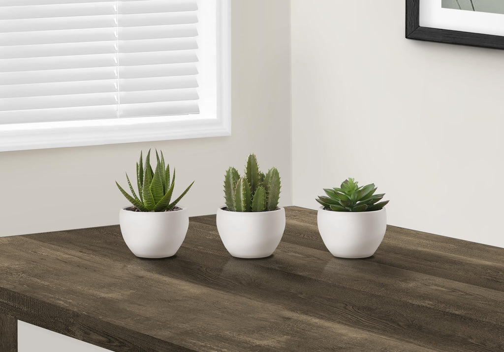 Monarch Specialties I 9555 Artificial Plant, 6' Tall, Succulent, Set of 3, Green Plants, White Pots
