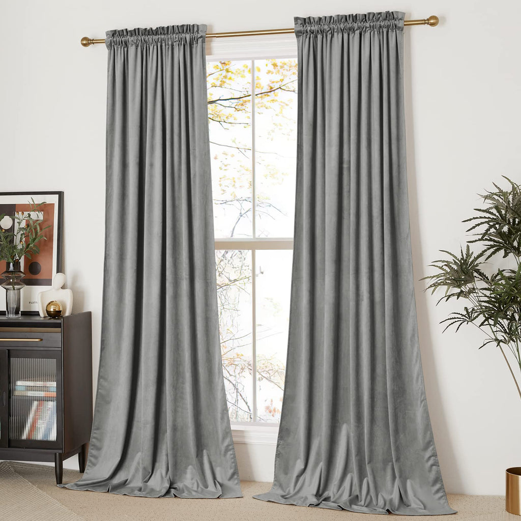 Nicetown Super Soft Velvet Curtains 84 Inches, Sound Reducing Cold Heat Insulated Heavy Matt Room Darkening Drape Panels For Liv
