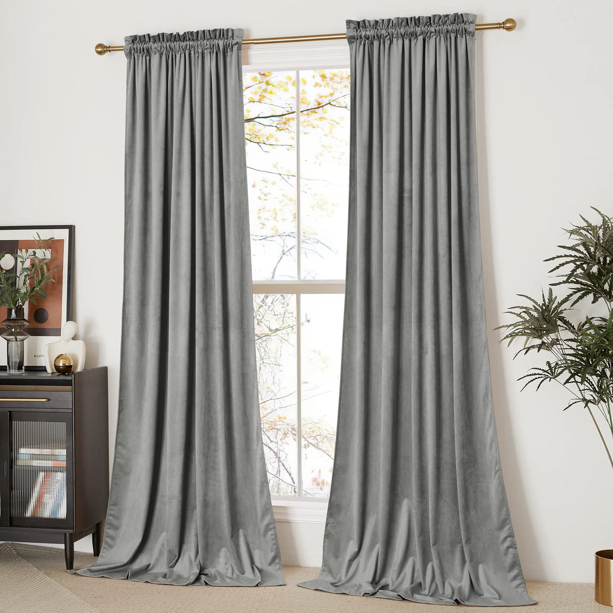 Nicetown Super Soft Velvet Curtains 84 Inches, Sound Reducing Cold Heat Insulated Heavy Matt Room Darkening Drape Panels For Liv