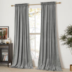 Nicetown Super Soft Velvet Curtains 84 Inches, Sound Reducing Cold Heat Insulated Heavy Matt Room Darkening Drape Panels For Liv