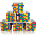 Suclain 6 Pcs Building Block Cube Storage Bins 11 Inch Fabric Classroom Cubby Organizer Bins with Handle Collapsible Basket Trea