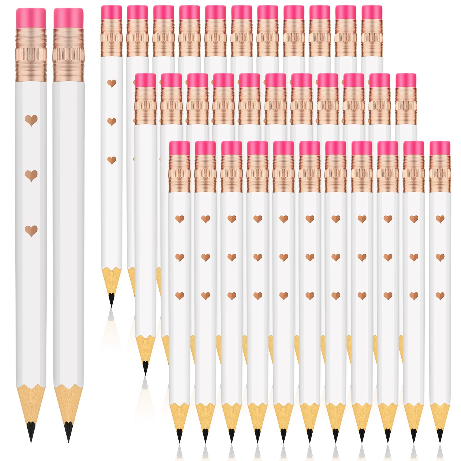 Ireer 36 Pieces Bridal Shower Pencils Golf Pencils With Erasers Half Pencils Pre Sharpened 4 Inch Wedding Pencils 2 Hb Mini Hexa