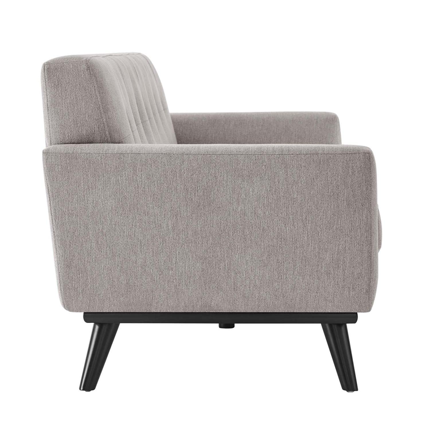 Modway Engage Modern Tufted Back Textured Fabric Sofa In Light Gray