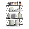 Songmics 4-Tier Metal Storage Rack, Shelving Unit With X Side Frames, Dense Mesh, 12.6 X 31.5 X 44.3 Inches, For Entryway, Kitchen, Living Room, Bathroom, Industrial Style, Ink Black Ubsc184B01